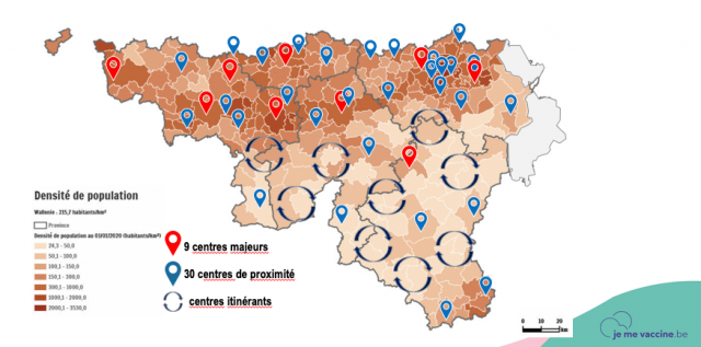 Les centres de vaccination dans la région liégeoise